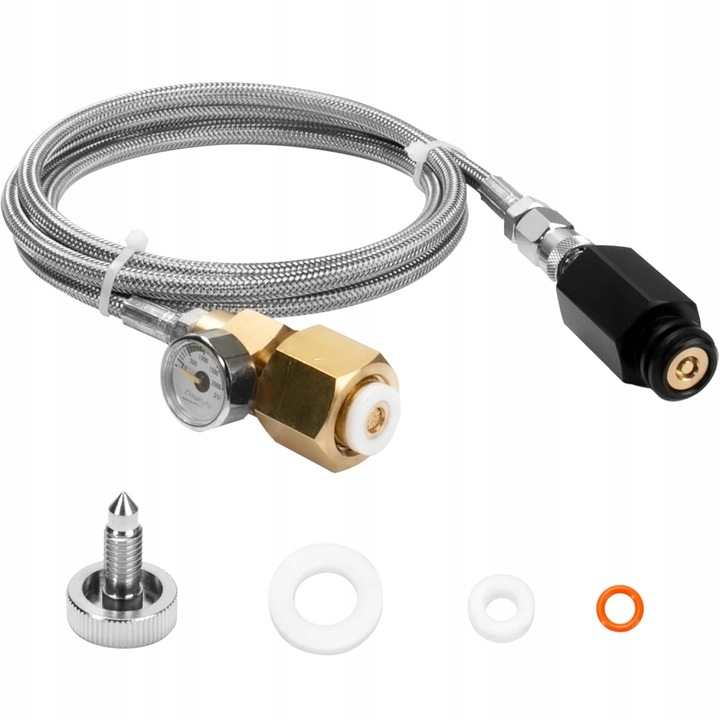 W21.8 PRZETOCZKA ADAPTER ZE STALOWYM WĘŻEM DO SODASTREAM QUICK CONNECT CO2