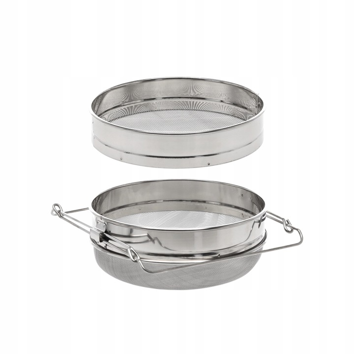 CEDZAK DO MIODU SITO PODWÓJNE NIERDZEWNE WIADRO ODSTOJNIK Z REGULACJĄ 24 cm