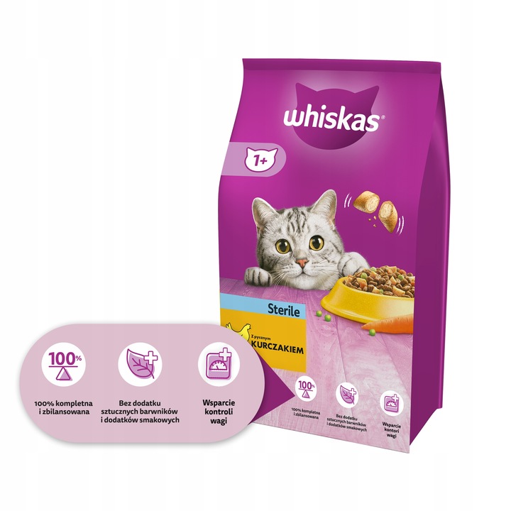 WHISKAS Sterile sucha karma dla kota po sterylizacji z kurczakiem 14 kg