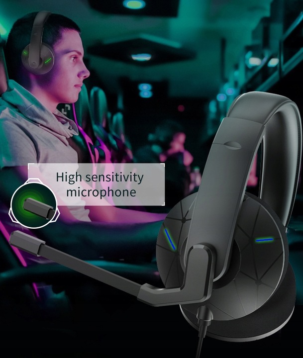 Słuchawki z mikrofonem gamingowe dla graczy A3 USB