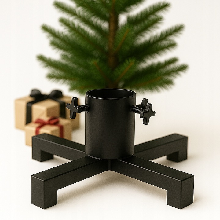 STOJAK POD CHOINKĘ LOFT 40x40 cm METALOWY CZARNY STOJAK Z KUBKIEM NA WODE