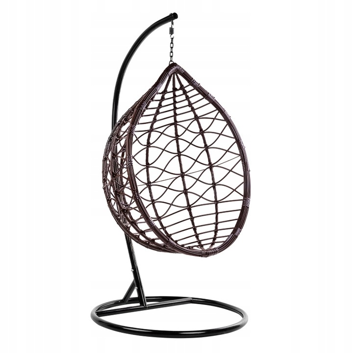 FOTEL OGRODOWY WISZĄCY KOKON DUŻY KOSZ VEGAS Z PODSTAWĄ PODUSZKA SZARA