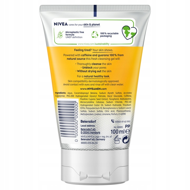 NIVEA MEN Active Energy Żel do mycia twarzy energetyzujący męski 100ml