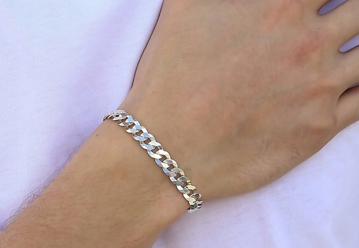 Bransoletka Srebrna Pancerka 925 Pełna Diamentowana 7,50 mm Grawer Gratis