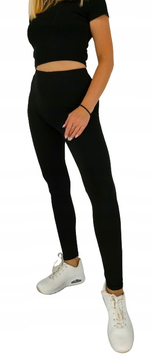 Leginsy DŁUGIE getry damskie CZARNY BAMBUSOWE *S*