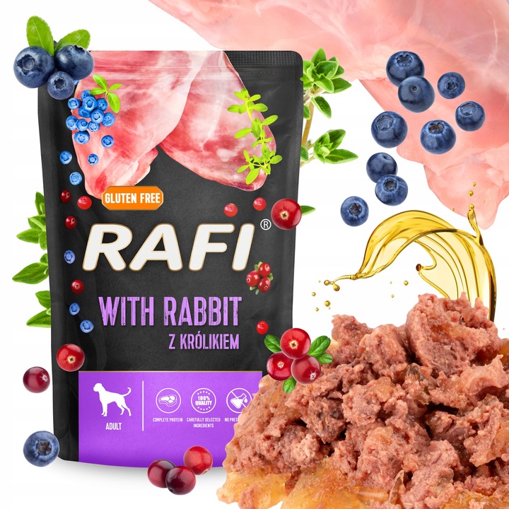 MOKRA KARMA DOLINA NOTECI RAFI ADULT BEZ ZBÓŻ SASZETKA MIX SMAKÓW 24 x 500G