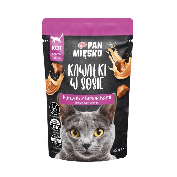 PAN MIĘSKO KARMA DLA KOTA MOKRA KAWAŁKI W SOSIE MIX SMAKÓW 12x85G