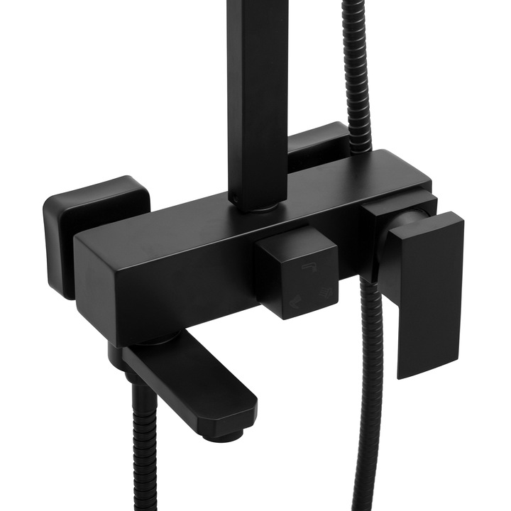 Zestaw prysznicowy natynkowy Bateria kolumna Mikka CZARNY MAT