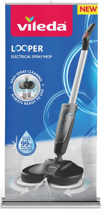 MOP ELEKTRYCZNY VILEDA LOOPER BEZPRZEWODOWY SPRYSKIWACZ + 4 Wkłady Gratis