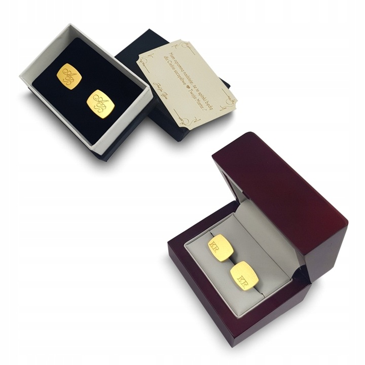 Złote spinki do mankietów personalizowane Prezent