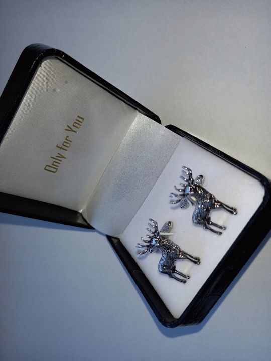 Srebrne spinki do mankietów koszuli EXC Jeleń Daniel dla Myśliwego Leśnika