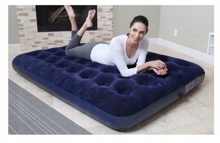 MATERAC DWUOSOBOWY WELUROWY DMUCHANY 192x135x22 cm