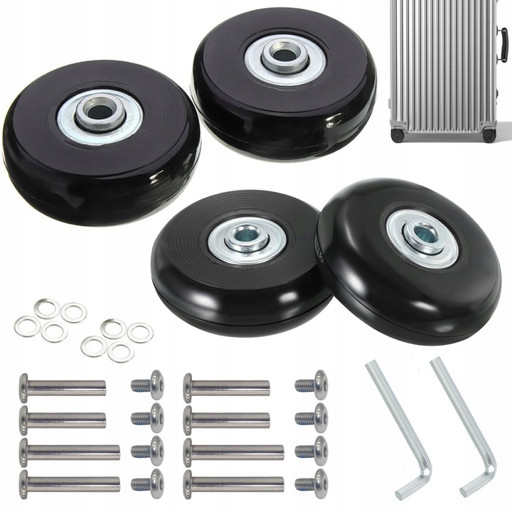 UNIWERSALNE KÓŁKA ZAPASOWE DO WALIZEK BAGAŻOWYCH Z METALOWYMI OSIAMI 4 SZT