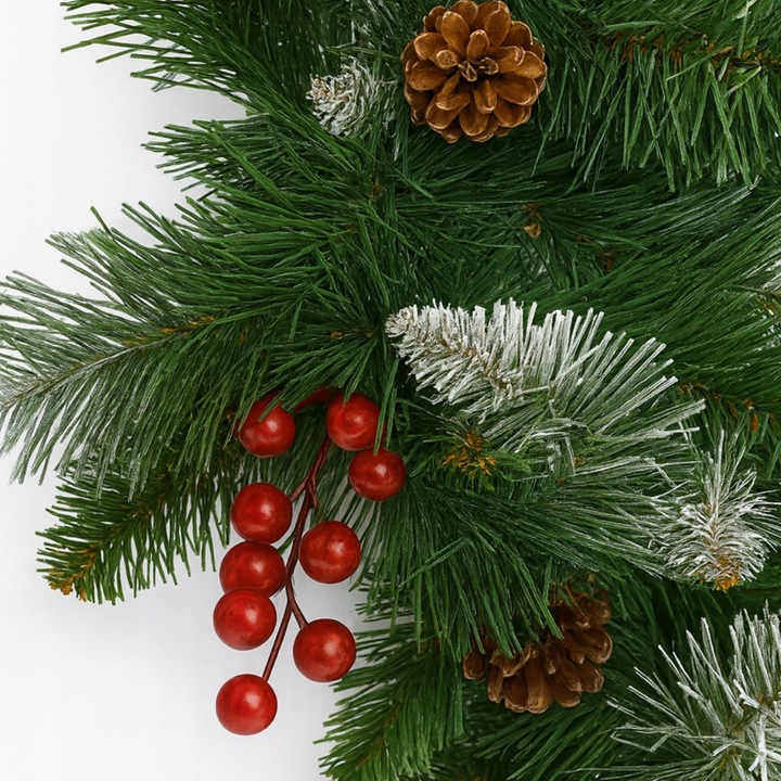 WIENIEC ŚWIĄTECZNY STROIK NA ŚWIĘTA Z OZDOBAMI JARZĘBINA SZYSZKA gęsty XXL