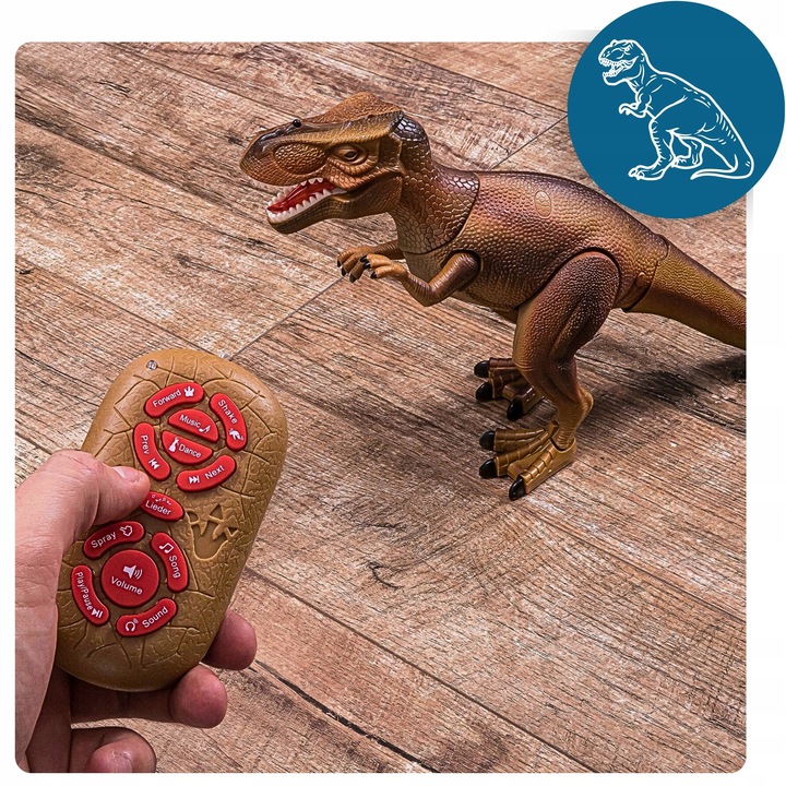 Wielki Dinozaur T-Rex Zdalnie sterowany chodzi ryczy świeci zieje dymem LED