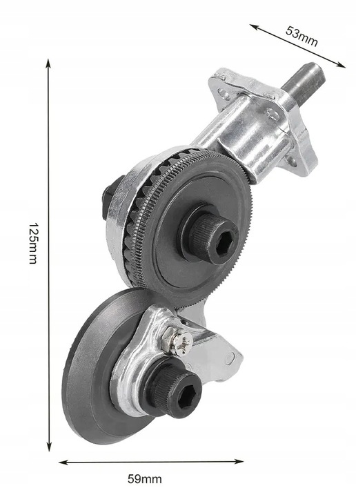 PRZYSTAWKA NA WIERTARKĘ KOŃCÓWKA DO CIĘCIA BLACHY METALU ADAPTER NAKŁADKA