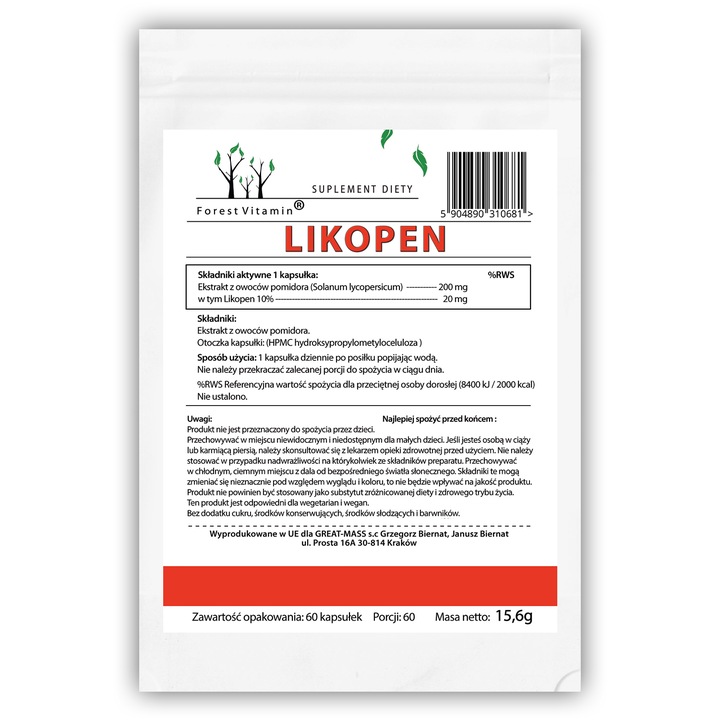 LIKOPEN 60kaps LYCOPENE PROSTATA SERCE MOCNY 20mg
