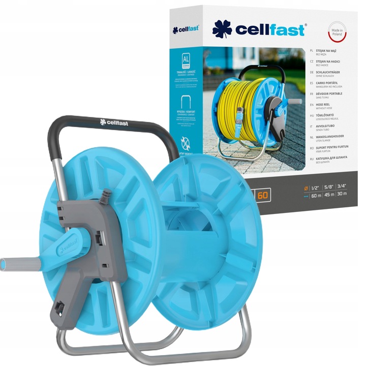 CELLFAST STOJAK ZWIJACZ BĘBEN STATYW WÓZEK NA WĄŻ OGRODOWY 60M-1/2 30M-3/4