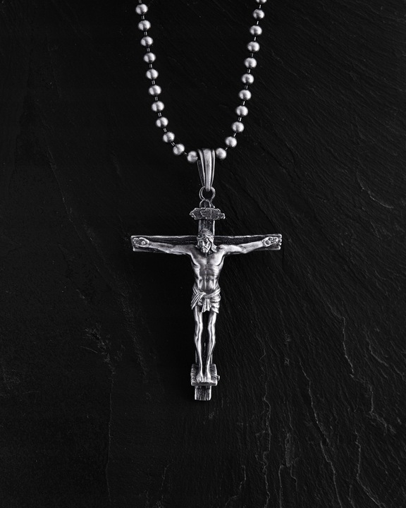 Srebrny krzyż CRUCIFIXION of JESUS CHRIST