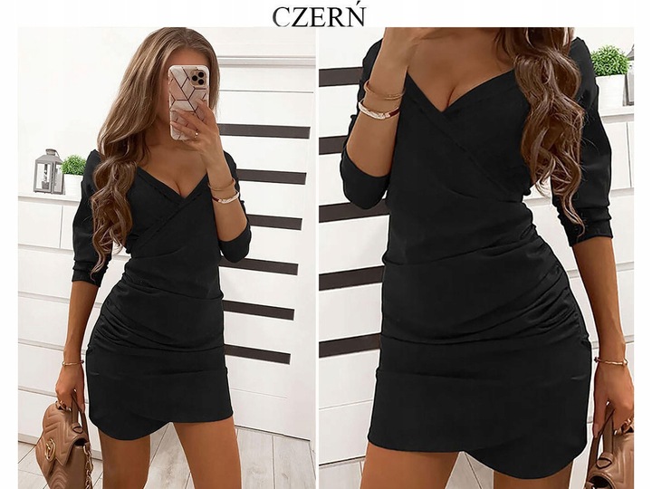 SUKIENKA DOPASOWANA DEKOLT ODKRYTE RAMIONA KOLORY