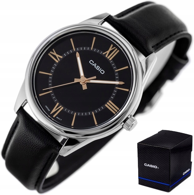 ZEGAREK MĘSKI CASIO MTP-V005 skórzany +BOX +GRAWER