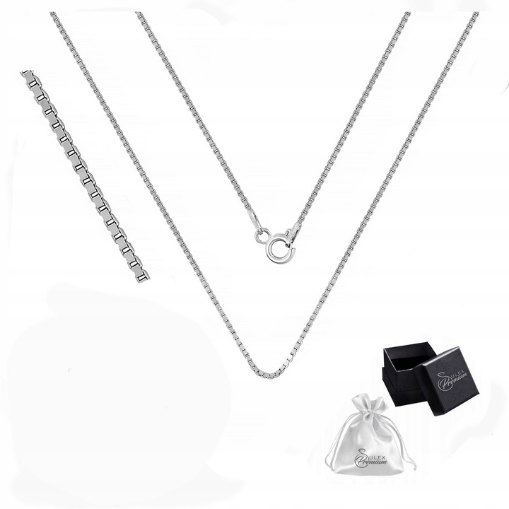 Łańcuszek Srebrny pr. 925 Rodowany Splot Kostka Wenecjana | 50 cm x 1 mm