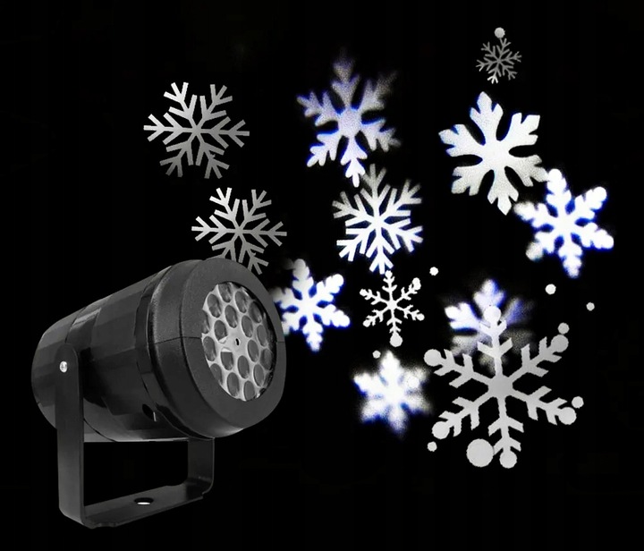 ŚWIĄTECZNY PROJEKTOR LED NA DOM ZEWNĄTRZ PŁATKI ŚNIEGU RZUTNIK NOWOŚĆ 2024