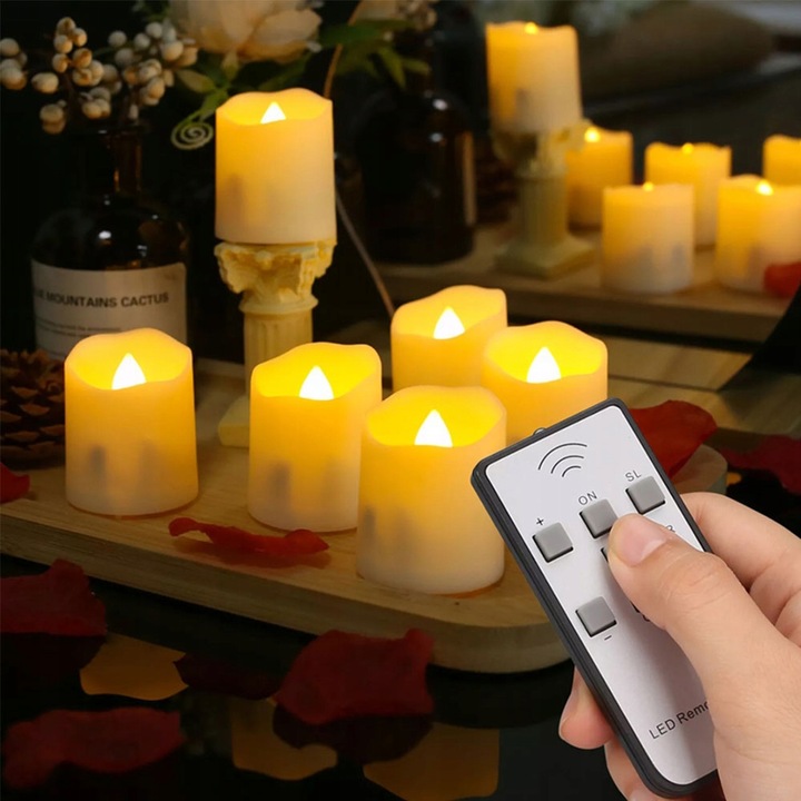 ZESTAW 6 ŚWIEC LED ŁADOWANE Z FUNKCJĄ TIMERA NA BOŻE NARODZENIE I HALLOWEEN