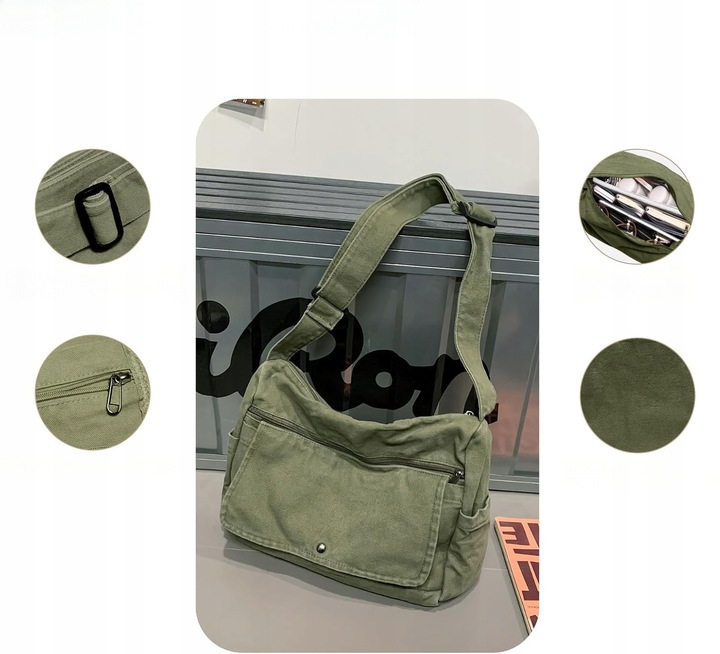 Canvas Crossbody Bag Messenger Bag dla kobiet i mężczyzn Vintage Tornister