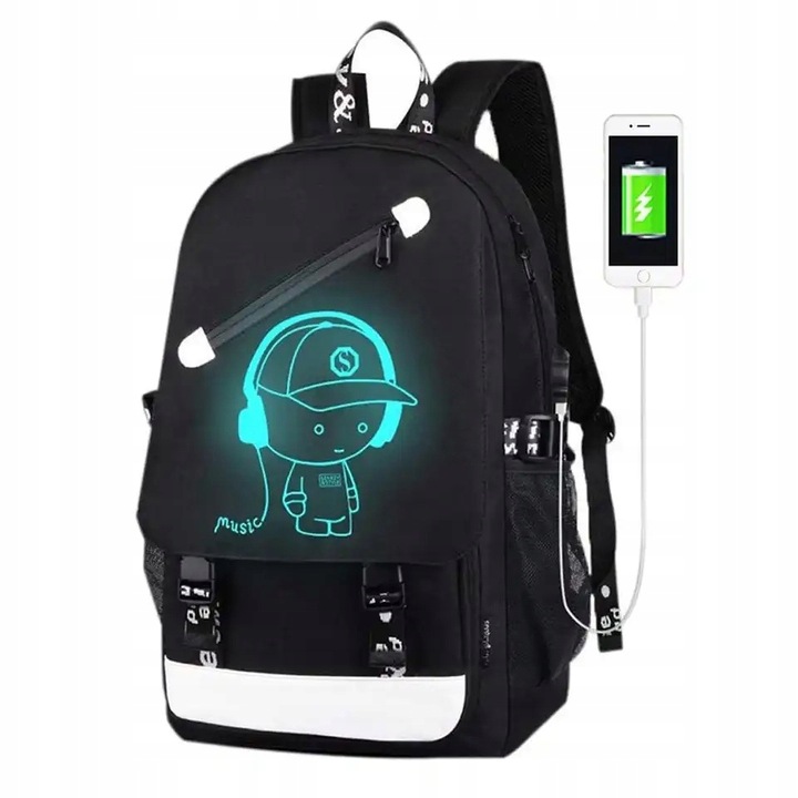 PLECAK SZKOLNY ŚWIECĄCY MŁODZIEŻOWY DUŻY A4 PIÓRNIK LISTONOSZKA SET3 USB