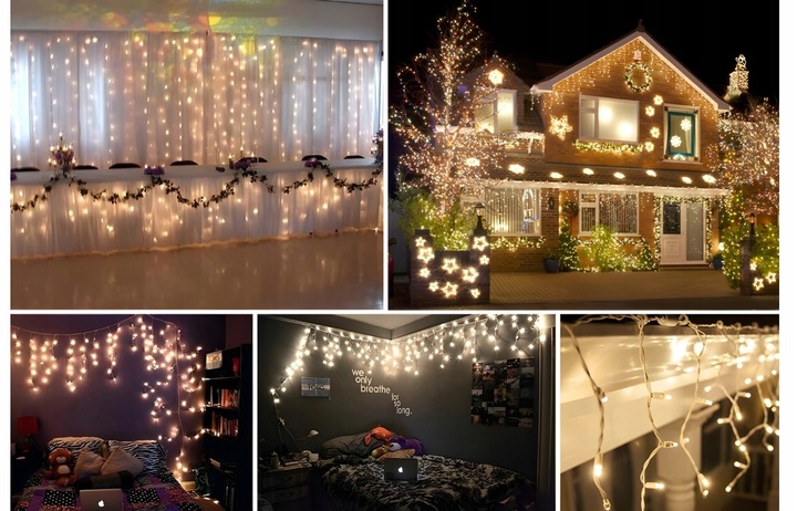 SOPLE ZEWNĘTRZNE LAMPKI LED 300LED 12M FLASH BIAŁE CIEPŁE GRUBY PRZEWÓD