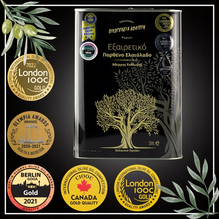 Oliwa z Oliwek GRECKA Extra Virgin 3l NIEFILTROWANA jakość ŚWIEŻY ZB. 24/25