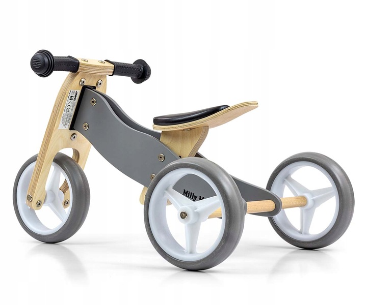 JAKE ROWER DREWNO BIEGOWY 2-3 KOŁA 3W1 GRAY GRAFIT POJAZD LEKKI ROŚNIE 12M+