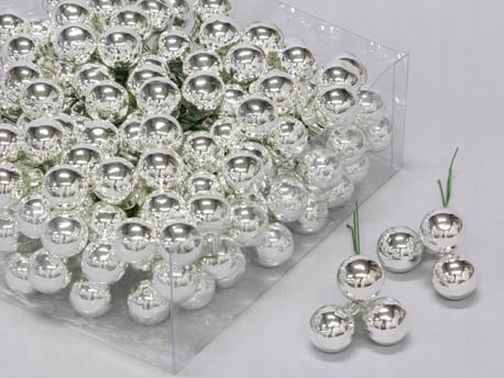 Bombki szklane na druciku SREBRNE 2cm/144szt