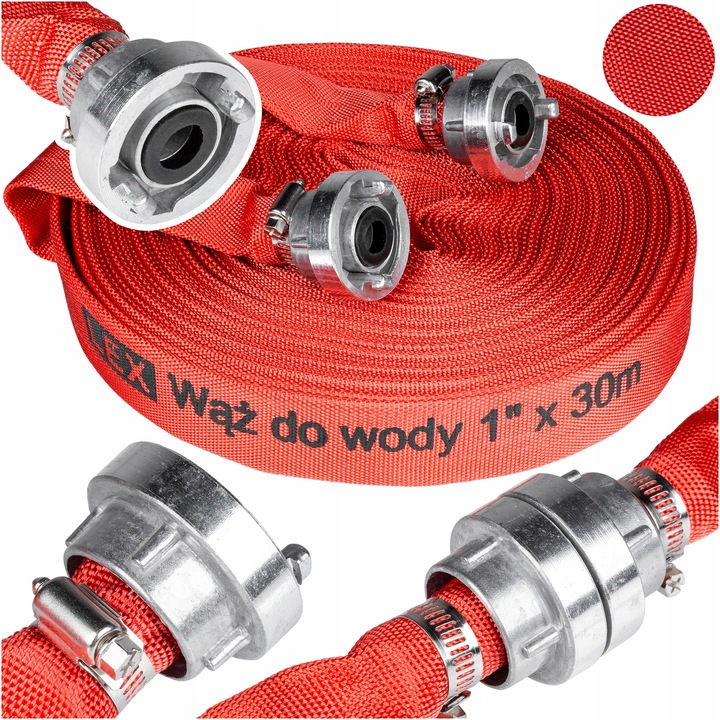WĄŻ STRAŻACKI 1"30m do pompy wody szamba MOCNY TRWAŁY wąż parciany 2 złącza