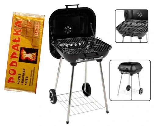 KOMPLET GRILL WĘGLOWY I PODPAŁKA 32 KOSTKI PIKNIK