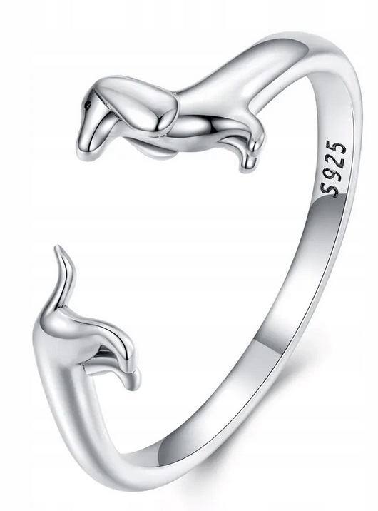 Pierścionek srebrny PIES regulowany s925 +pudełko