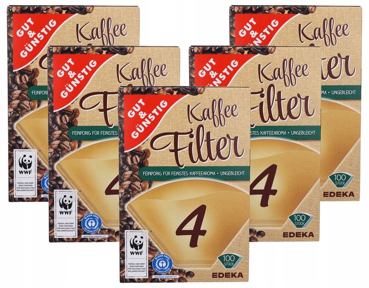 5 x FILTRY do kawy 4 papierowe do ekspresów 100 sztuk