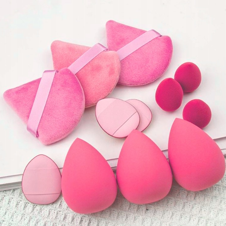 Gąbki Gąbka Do Makijażu Zestaw Make-up Puszek Trójkąt Gąbeczka Blender 12el