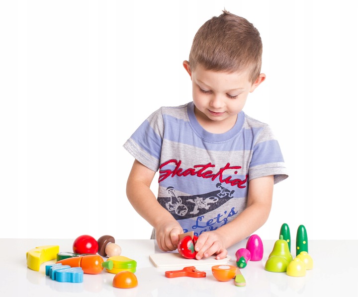 Drewniane Warzywa Owoce do Krojenia Zestaw na Rzep 17 elementów