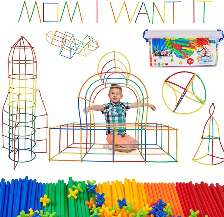 Klocki Konstrukcyjne Słomki Patyczki do Budowania Zestaw XL 800 elementów