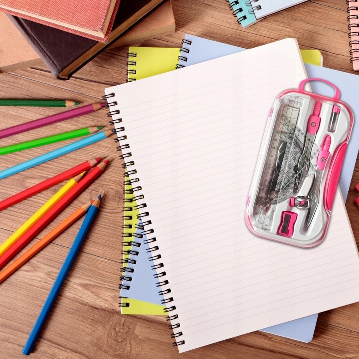 ZESTAW GEOMETRYCZNY 10 ELEMENTÓW CYRKIEL LINIJKI DO KREŚLENIA DO RYSOWANIA