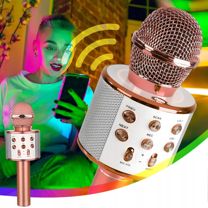 MIKROFON BEZPRZEWODOWY KARAOKE GŁOŚNIK BLUETOOTH PREZENT DLA DZIECI