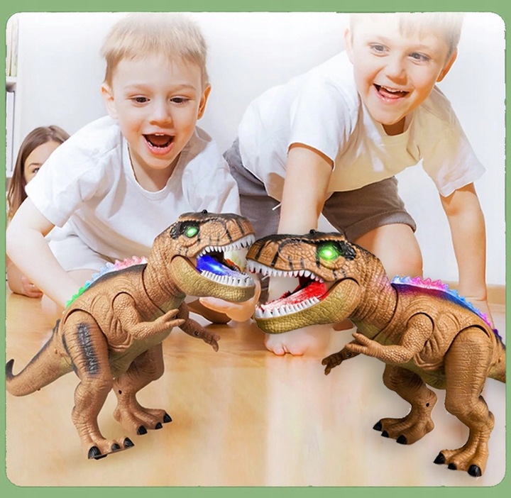 DINOZAUR ROBOT ZDALNIE STEROWANY RC Pilot ŚWIATŁO DŹWIĘK CHODZI +5x Bateria
