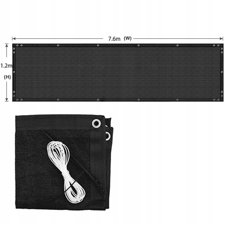 SIATKA CIENIUJĄCA 90% MASKUJĄCA MATA OSŁONOWA NA OGRODZENIE PŁOT 1,2x7,6m