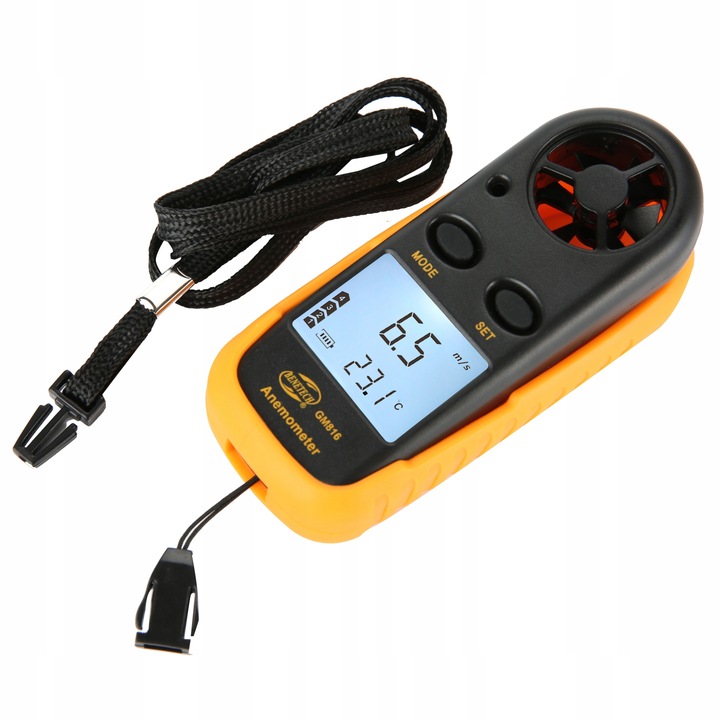Anemometr Wiatromierz Miernik Prędkości Wiatru i Pomiar Temperatury LCD