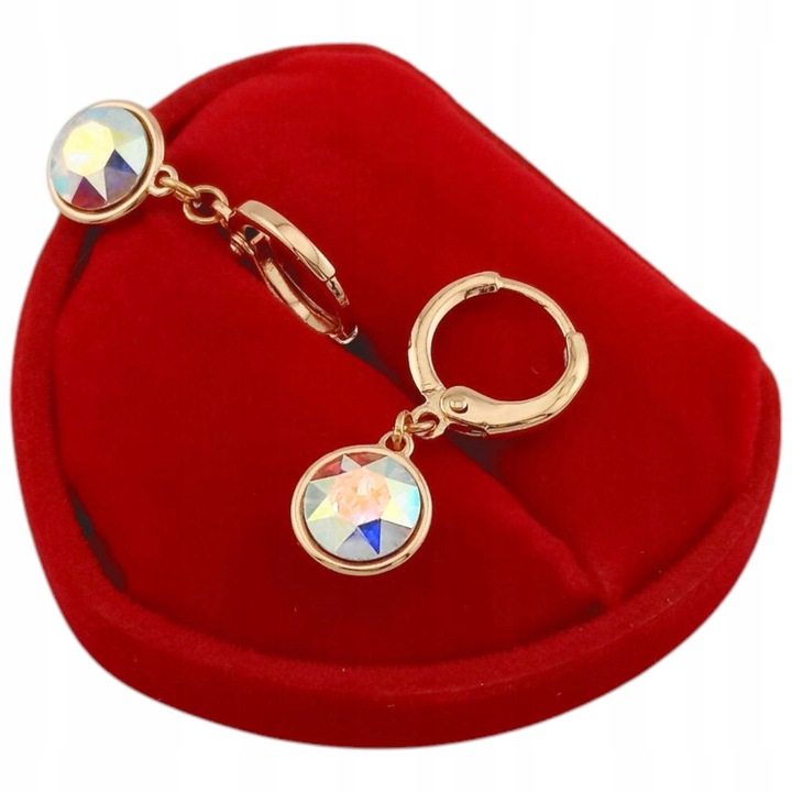 ZŁOTE KOLCZYKI WISZĄCE AURORE HOLO CYRKONIE WYJĄTKOWE DAMSKIE POZŁACANE 18K