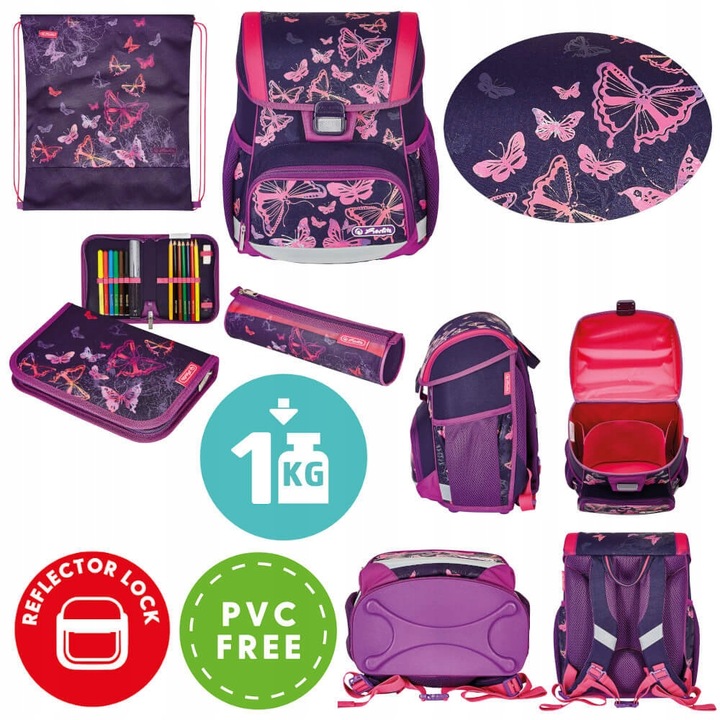 Zestaw tornister LOOP PLUS BUTTERFLIES + 5 ZESZYTÓW