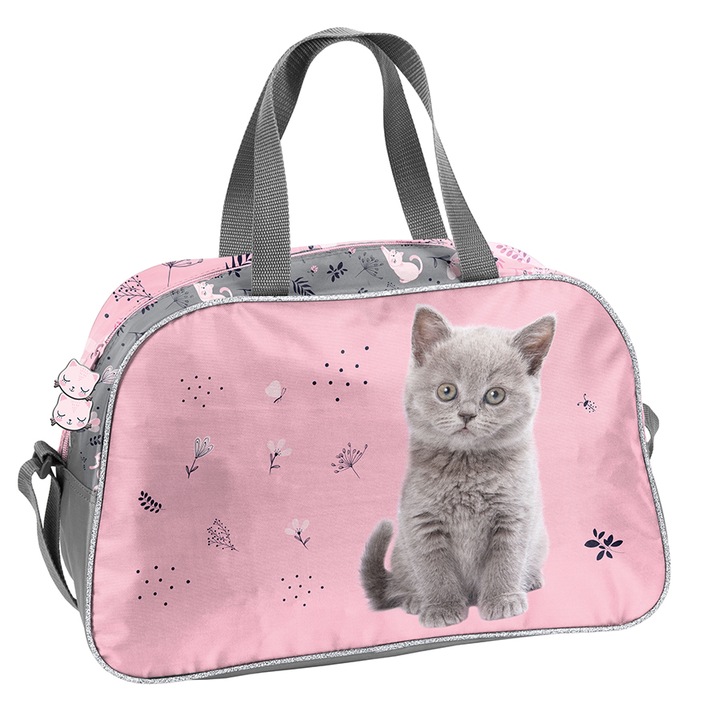 Różowa Torba Sportowa z Kotkiem na Basen Podróżna dla Dziewczynek Kot Paso