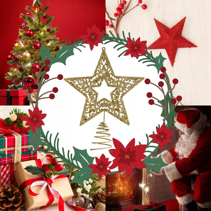 Czubek na choinkę XL 18,5x14,5 cm BOŻE NARODZENIE KSN142